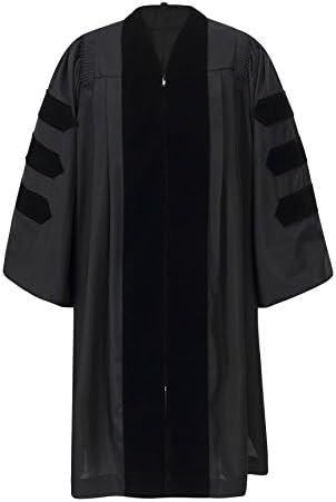 Leishungao Deluxe Fluted Fabric Clergy Robe Doctoral Black Pastor Robe for Pulpit