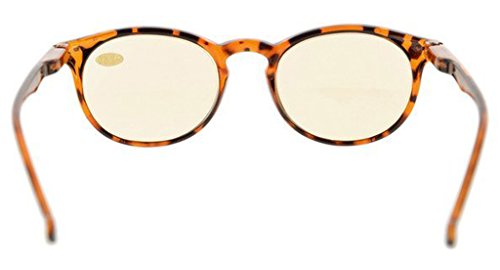 UV Protection,Anti Blue Rays,Reduce Eyestrain,Oval Computer Reading Glasses(DEMI,Amber Tinted Lenses) +1.25