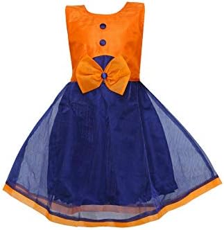 Girls Net Made Multi-Colored Casual Frock for Girls