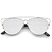 zeroUV - Technologic Full Metal Crossbar Flash Mirror Flat Lens Aviator Sunglasses 54mm (Silver / Full Mirror)