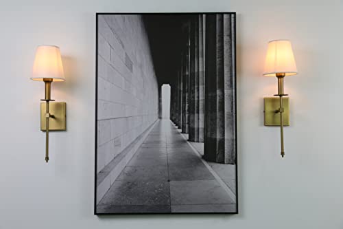 Permo Set of 2 Classic Industrial Wall Sconce with Funnel White Fabric Shade Vintage Vanity Light Modern Wall Light Fixture for Bedroom Living Room Hallway (Antique)