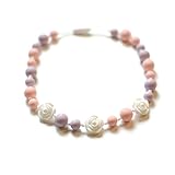 White Roses Silicone Oral Sensory Autism Chewable Chew Necklace 20'' - Bitey Beads