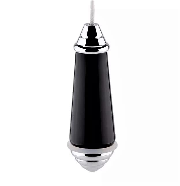 Ceramic Light Cord Pull | Puller Chrome Finish Black Porcelain | Traditional Victorian Style Blind Bathroom Weight