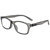 In Style Eyes Seymore Retro Bifocal Reading Glasses for Women & Men, Non-progressive Adaptive Spring Hinges, Clear Grey 1.75x