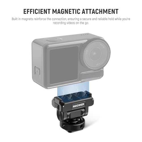 NEEWER Mount Adapter for Action 5 Pro Magnetic Quick Change 160° Tilt Action Camera Adapter Mount with Cold Shoe 1/4 Inch Thread for DJI Osmo Action 5 Pro Action 4 Action 3 AC012