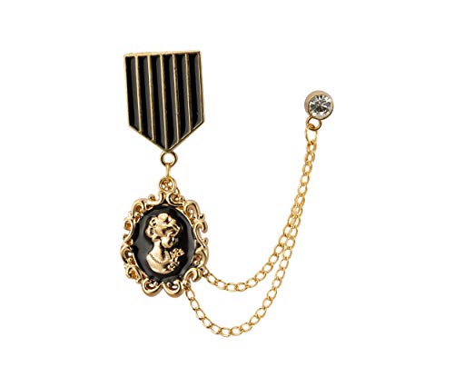 Knighthood Black & Gold Queen Elizabeth Honorary Hanging Chain Brooch Lapel Pin Knighthood Black & Gold Queen Elizabeth Honorary Hanging Chain Brooch Lapel Pin