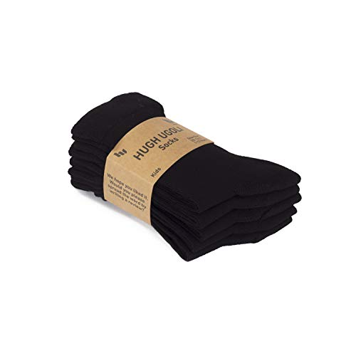 Hugh Ugoli Kids Bamboo School Socks | Crew School Socks for Girls & Boys, Comfort Seam, 5 Pairs, Black, 6-8 Years - Thumbnail 2