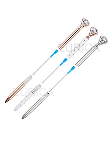 Pen Refills Replacement Ballpoint 3.2'' inch (can be cut into 2.75”) for Pens with Big Diamond Crystal on Top Diamond Crystal Stylus Pens Metal Refill in Storage Case Blue Ink Pack of 40 - Thumbnail 5
