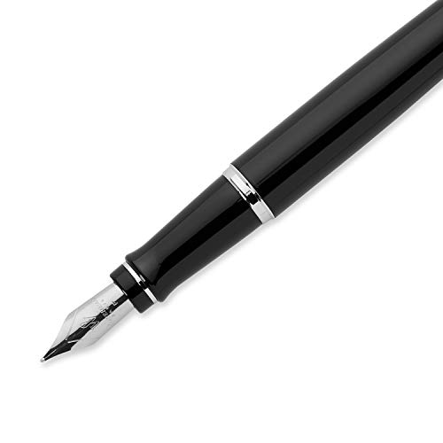 Waterman Expert Fountain Pen, Gloss Black with Chrome Trim, Fine Nib