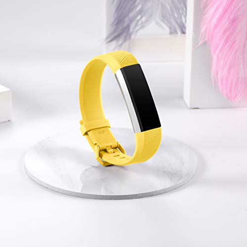 Maledan Bands Compatible with Fitbit Alta Women Men, Waterproof Replacement Band Strap for Fitbit Alta HR/Alta/Ace Kids, Large, Mango Yellow - Thumbnail 4