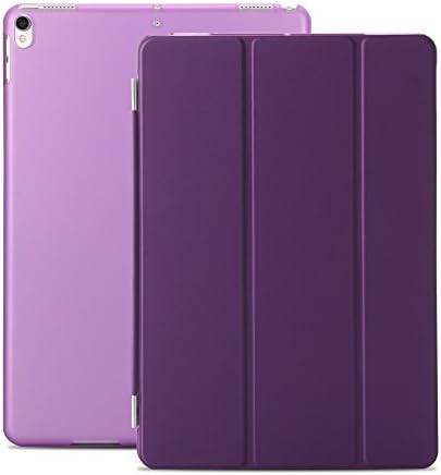 iPad Pro 10.5 Case, XULIS Two-Piece Separated Design Stand Transparent Back Cover Slim Auto Wake up/Sleep Function Protective Case for Apple iPad Pro 10.5 2017 Release (Tri- fold Purple)   