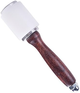 Leathercraft Wooden Handle Nylon Hammer - Leather Carving Hammer Cowhide Sew Harmer with Wooden Handle for DIY