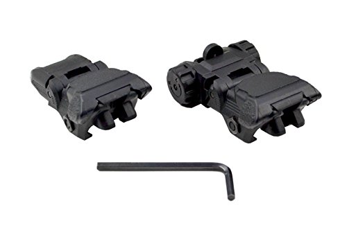 Sniper Tactical Folding BACKUP Iron Sight Tower Set; Front and Rear BUIS Combo Set; Polymer; Black - Thumbnail 2