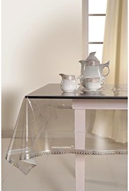 Transparent Table Protector Silver Laced 60x90 Inches By Le handicraft (Lh-TC-004)