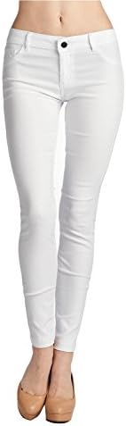 Trinity Jeans Women's Basic Stretch Skinny Pants (Medium, Off White)