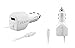 iFlash 24W / 2.4A + 2.4A (4.8A max) Portable Dual-Port USB Car Charger With Built-in Micro USB Cable Compatible for Samsung Galaxy S6 Plus / S6 Edge / S6 S5 S4 S3 S2 Note 5 4 3 2/ HTC One M9 M8 M7/ Moto X G E/ LG G4 G3 G2 and Extra USB Port for Apple iPhone 6S Plus / 6 Plus / 6S / 6 / 5S 5C 5 4S/ iPad Air Mini 2 3 4 and More (Apple Cable Not Included) - (White)