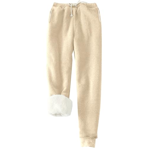 Fleece Lined Joggers Women Winter Casual Warm Up Workout Pants Oversized Fit Straight Leg Closed Bottom Drawstring Gym Athletic Jogging Pants for Women Pantalones deportivos para Mujer