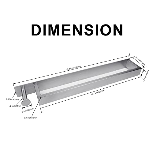 Towel Holder - Self Adhesive 40cm Towel Rail Stainless Steel Towel Rack with Hooks for Bathroom Kitchen (Brushed)