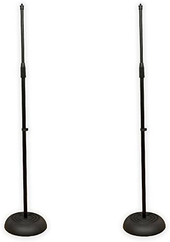 Podium Pro MS1 Adjustable Steel Microphone Stands with Iron Bases 2 Mic Stand Set MS1-2S