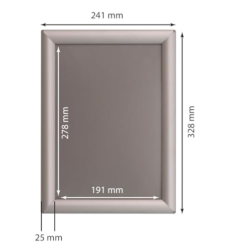DISPLAY SALES A4 Silver Snap Frames | Set of 10 Clip Frames Profile 25mm | Poster Holder and Certificate Holders | Ideal for Offices, Shops, Restaurants and Events