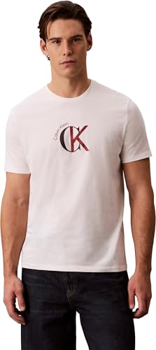 SS 30S WHSL CKJ 2TONE CK Graphic LV14RE829G - Camisetas gráficas para Hombre, Color Blanco (Blanco y Gris), Talla L, Blanco (Blanco y Gris), L