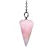 Crystal Pendulum Made of Natural Rose Quartz Gemstone for Dowsing Divination Chakra Reiki. Pointed with Chain and Jewelry Pouch