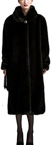 Women's Winter Faux Fox Fur Long Sleeve Warm Maxi Outerwear Coat Dark Coffee XL