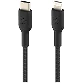 Belkin BoostCharge Nylon Braided USB C to Lightning Cable 3.3ft/1M - MFi Certified 18W Power Delivery iPhone Charger Cord - Apple Charger USB C Cable - Fast Charging for iPhone 14, iPhone 13 - Black