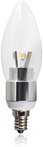 GOOLSUN LED Candle 4-watt (40-watt equivalent), Chandelier Bulb, CRI 80, Clear Glass Lens Silver Housing Bullet Tip, E12 Candelabra Base, Sexy LED Design, Dimmable, 4000K