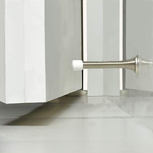 Qogrisun 15 Pack Spring Door Stops,3-⅛ inches Flexible Heavy Duty Door Stop Bumper with 5 Rubber Bumper Tips,Effectively Resist 70000 Times Slams,Protect Your Wall & Doors from Damage,Brushed Nickel - Thumbnail 4