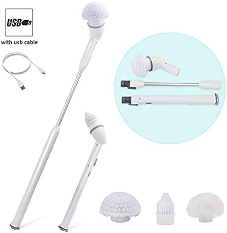 Spin Scrubber, Electric Spin Scrubber with Adjustable Head, 360 Cordless Bathroom Cleaner with 4 Replaceable Shower Scrubber Brush Heads, 1 Extension Arm and Adapter for Tub, Tile, Floor, Wall and Kit