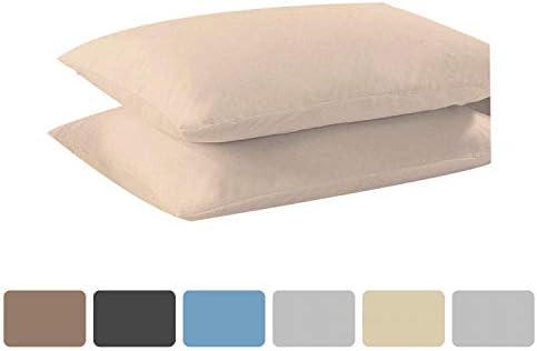 KOHSAR® Latte Pillowcases 2 Pack Standard Easy Care Plain Dyed Polycotton, Long Staple Cotton Pair of Pillowcases, Poly Cotton 50 x 75CM Pillow Cases Latte