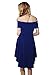 ChongXiao Womens Casual Flared Swing Off Shoulder Party Cocktail Formal Skater Dress (M, Blue)