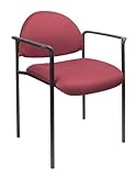 Boss Office Products B9501-BY Dimond Fabric Stacking Chair with Arms in Burgundy