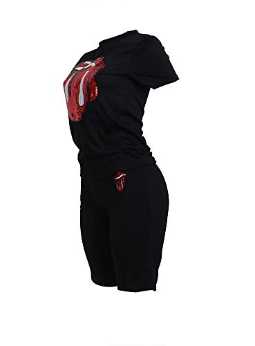 Women Summer 2 Piece Outfits Sequins Short Sleeve Tshirts Shorts Set Tracksuits Jogging Suits Set Party Clubwear