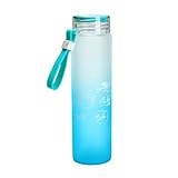 NUOFENG KPOP BTS Bangtan Boys Summer Gradient Frosted Glass Lemon Water Bottle Cup, 17oz (Green)