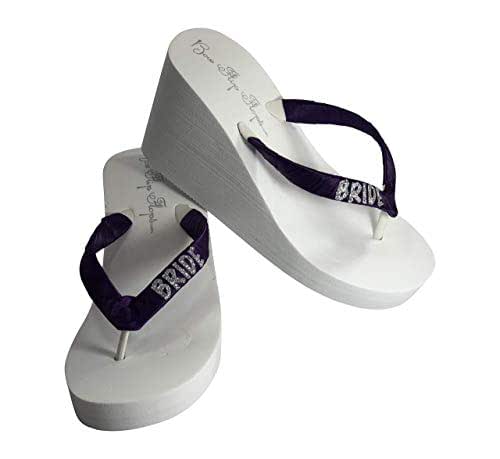Amazon.com: Purple, Silver Glitter Wedge Bridal Flip Flops, Bridesmaid : Handmade Products