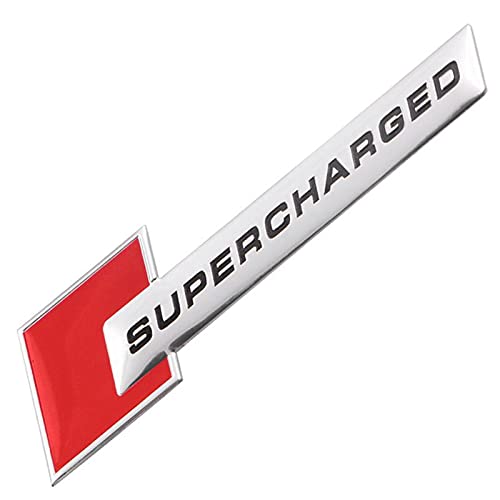 AutoTrends 1pcs Red Chrome Supercharged 3D Metal Car Sticker Emblem Badge Car Bike Decorative