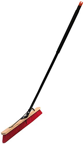 Professional Commercial Multi Surface Heavy Duty Industrial Push Broom Rough Surface Sweeper Brush With Stiff Bristles & Steel Wire Insert Warehouse & Contractors, Lawn & Garden, Indoor&Outdoor (Red) - Thumbnail 3