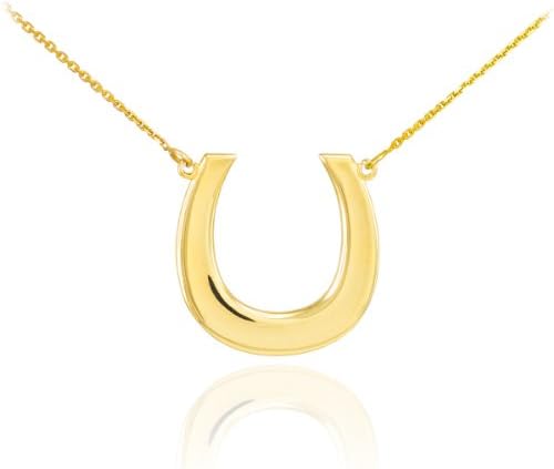14k Yellow Gold Lucky Horseshoe Pendant Necklace