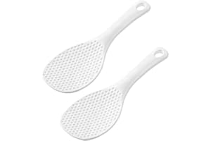 OLIREXD 2PCS Non-Stick Rice Paddle Spoon Rice Scoop, Rice Serving Spoon, White, 2 Pack