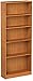 Mylex Five Shelf Bookcase; Three Adjustable Shelves; 11.63 x 29.63 x 71.5 Inches, Oak, Assembly Required