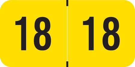2018 Year Labels, Traco Compatible Series, Amber, 500/Roll, 1 Roll, 3/4" x 1-1/2"