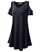 URBANCLEO Womens Off The Shoulder Elong Tunic Top Mini T-Shirt Dress Navy, 2XL