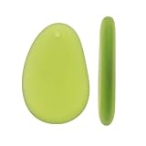 Cultured Sea Glass, Hypnotic Freeform Pendant 33x20mm, 2 Pieces, Olive Green