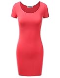 JJ Perfection Women's Scoop Neck Short Sleeve Classic Slim Fit Bodycon Dress