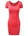 JJ Perfection Women's Scoop Neck Short Sleeve Classic Slim Fit Bodycon Dress