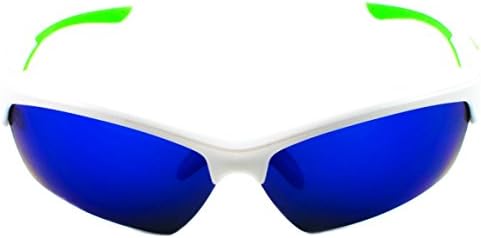 Running Sunglasses For Performance Super Clear Lenses, UV400, No Slip or Bounce,, Cycling With Adjustable Fit, Set and Forget, Lightweight, Durable (White, Blue)
