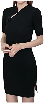 Guo Fashion Hollow Slim Short-Sleeved Open-Ended Dress Knit Skirt Chinese Style Dress