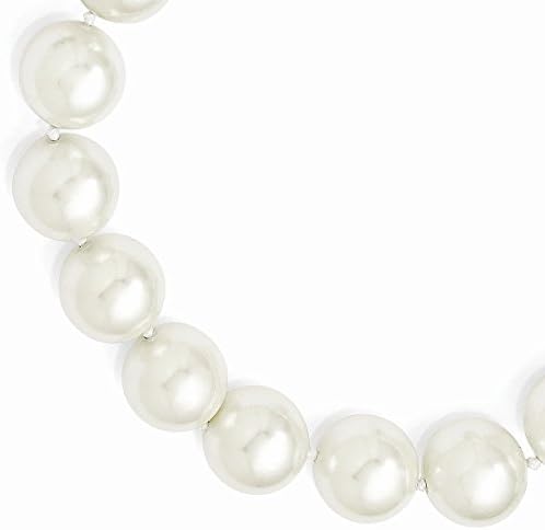 Sterling Silver Majestik 16-17mm White Shell Pearl Hand Knotted Necklace 18"